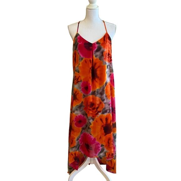 Maggy London Womens Floral Maxi Dress Size 10 Pink Boho Bloomcore Resort Beach - Picture 1 of 8